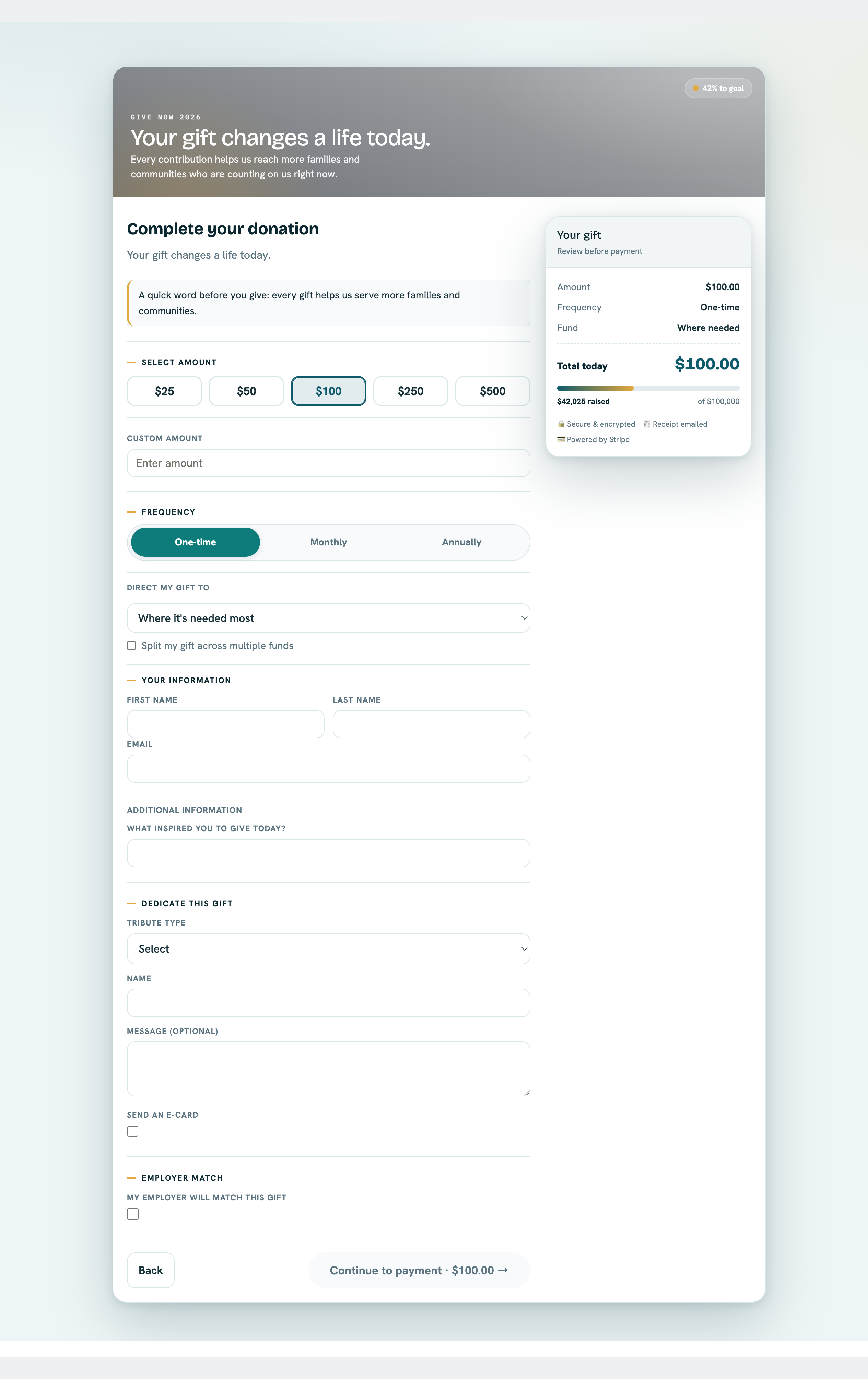 Public donation form
