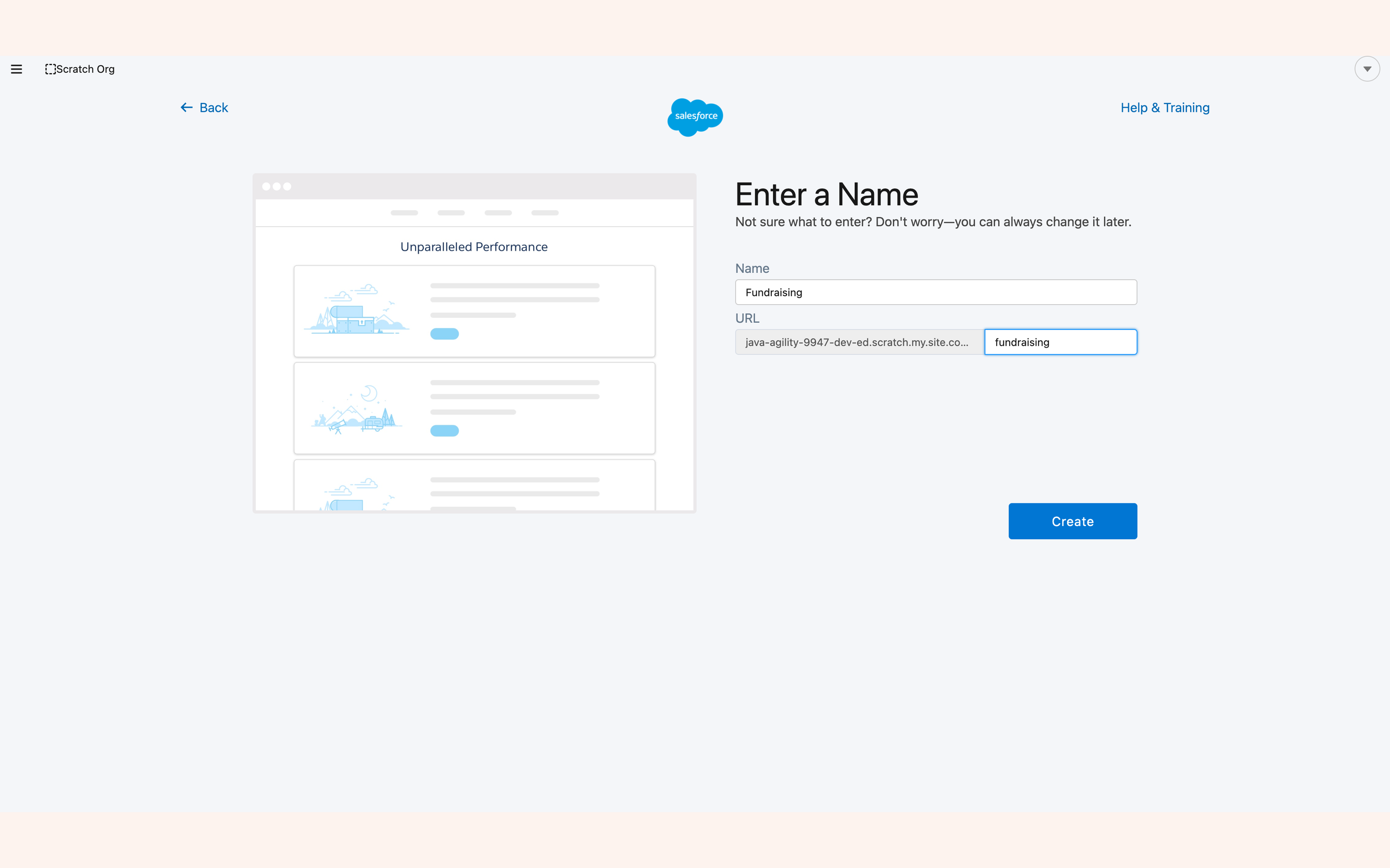 Enter a Name screen with Name and URL fields