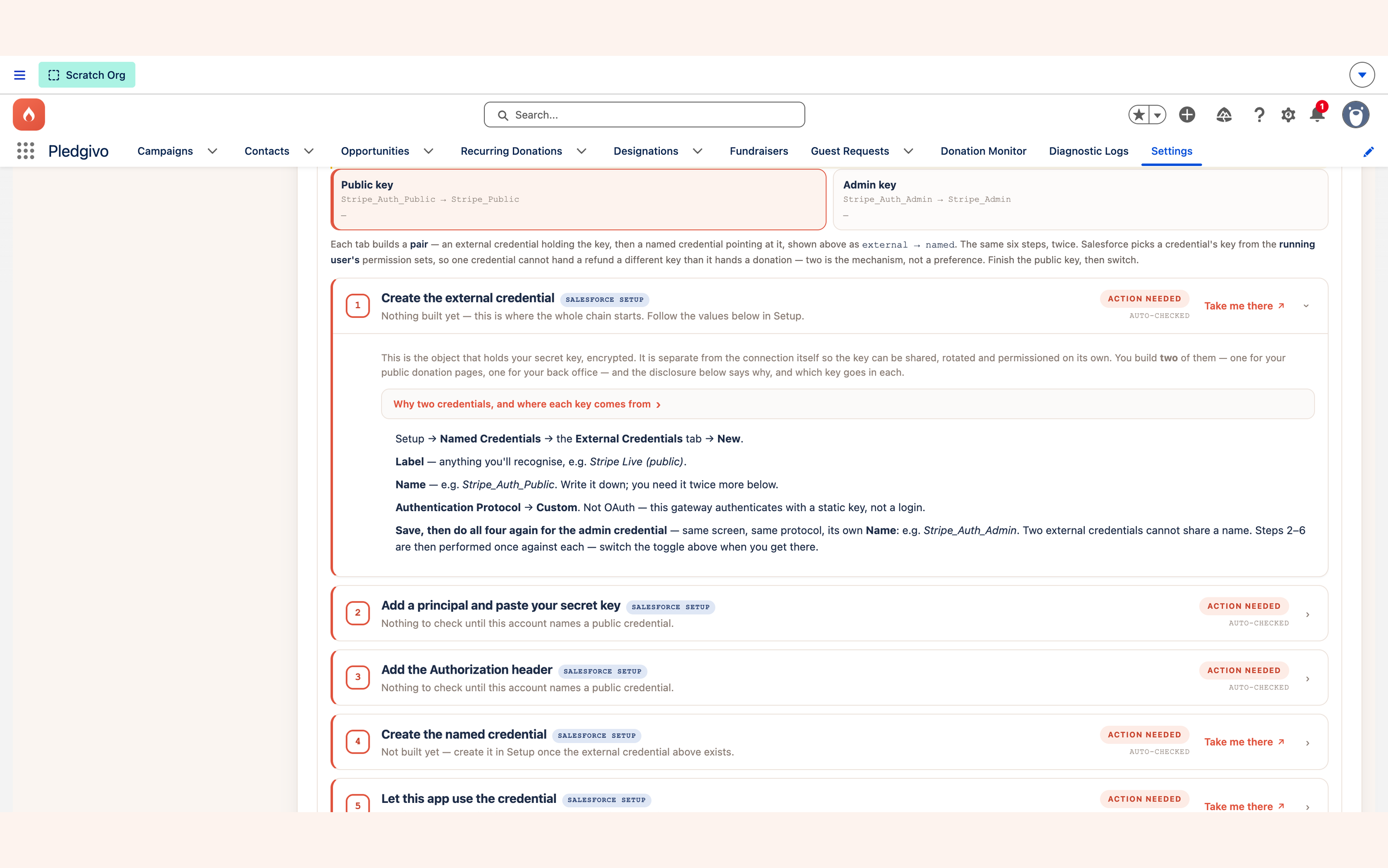 Stage 2 build the credential pair with its public and admin toggle
