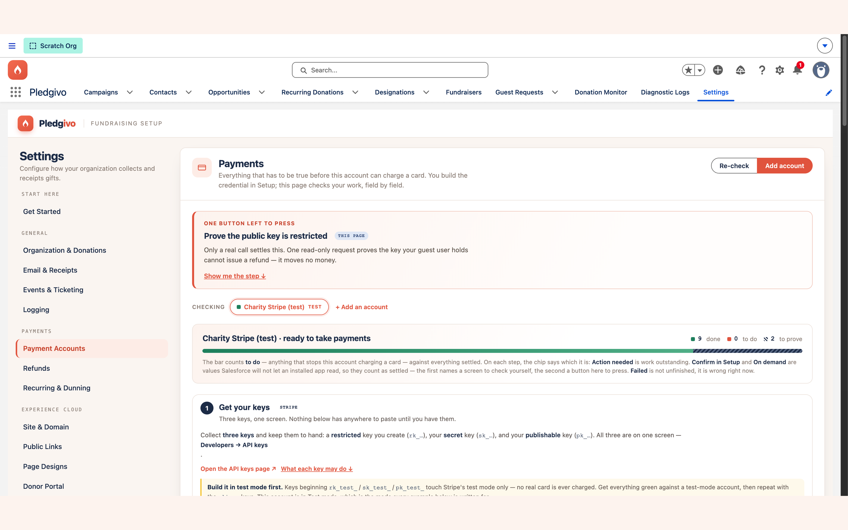 Payment account saved and reporting ready to take payments
