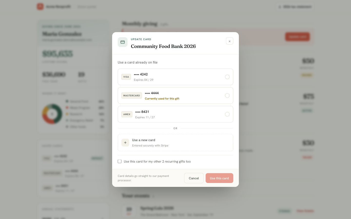 Update card dialog